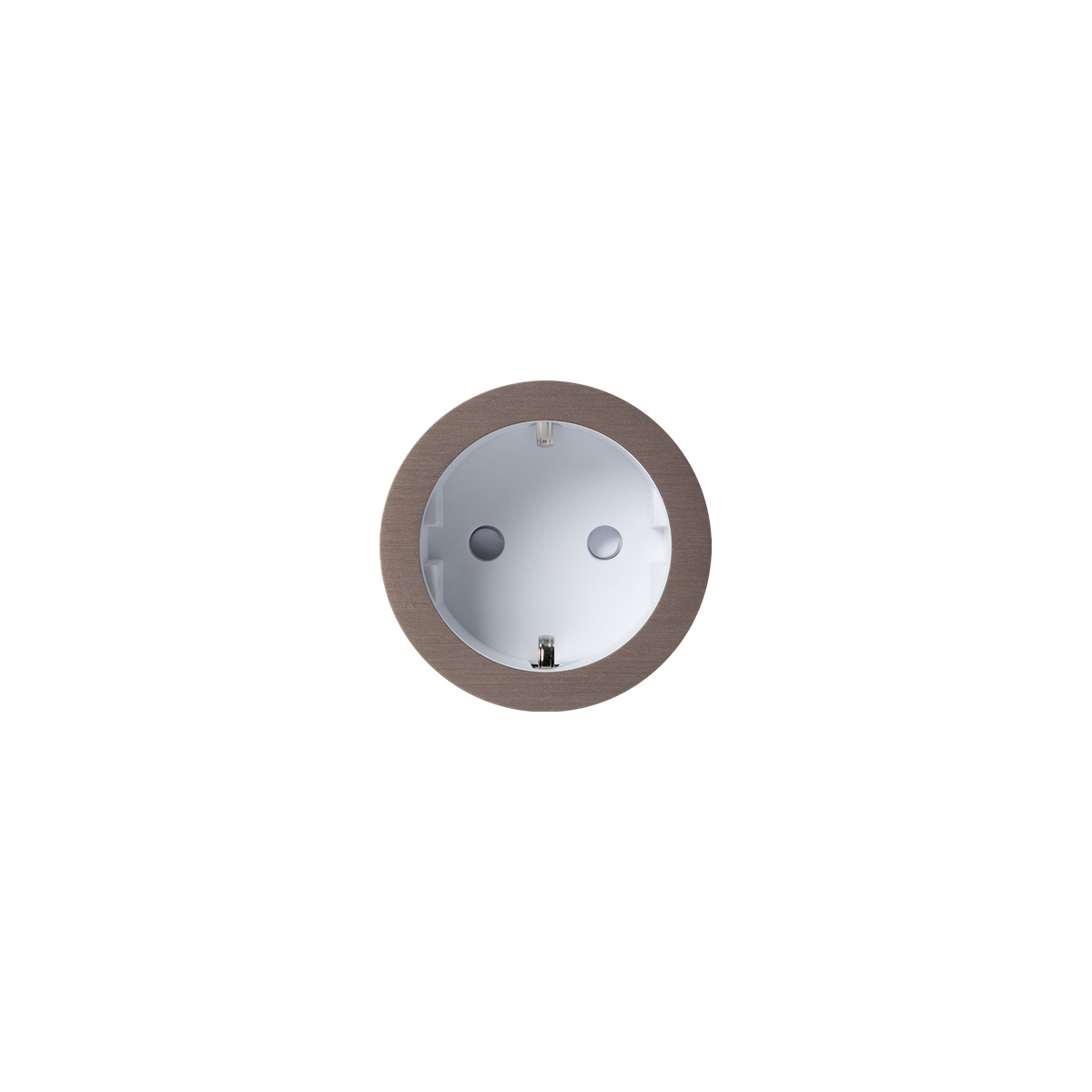 PRADO | Socket 2.0 Type F – Tre/stein – Ø52 mm – Hvit / Dark Bronze