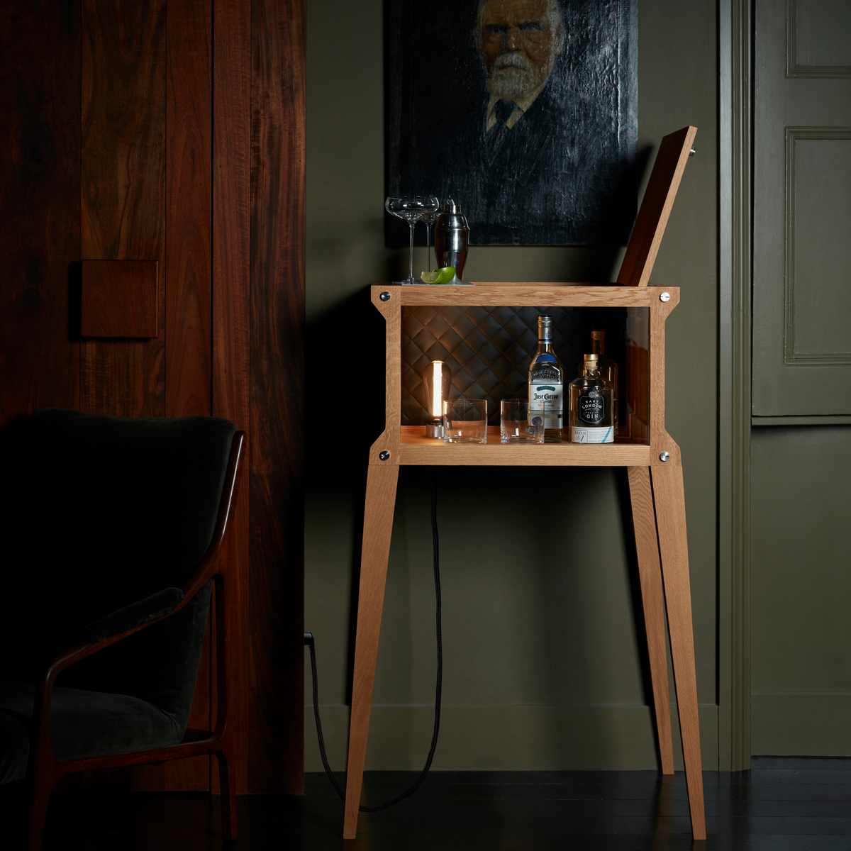 BUSTER + PUNCH® - EU The Popstar Bar / Natural Oak / Steel / White Marble / Black Leather - bilde 2