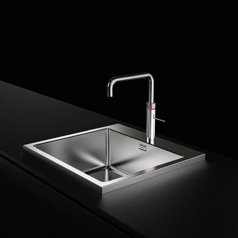 "Quooker-testet" kjøkkenvask med 25MM KANT med diamantmønster til 60cm skap - 560X520X195mm - Stainless steel