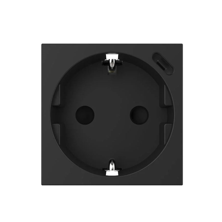 1 Stikkontakt + 1 USB-C (18W) - Matt sort - bilde 2