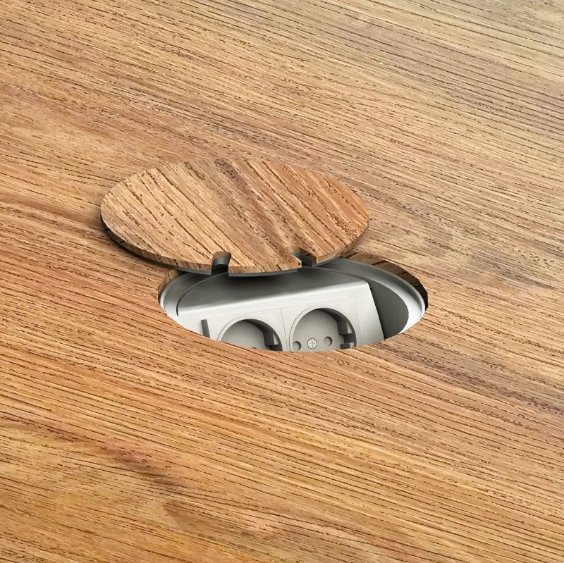 2HOME.NO® - 2HOME.NO - A99 RUND - 2 Modul - LOKK ER VENDBART - FLUSH MONTERING MED PARKETT I LOKK - 2 Stikkontakter