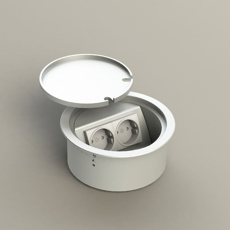 2HOME.NO® - RUND GULVBOKS FOR NEDFELLING I GULV - LOKK ER VENDBART - 2 Stikkontakter - bilde 2