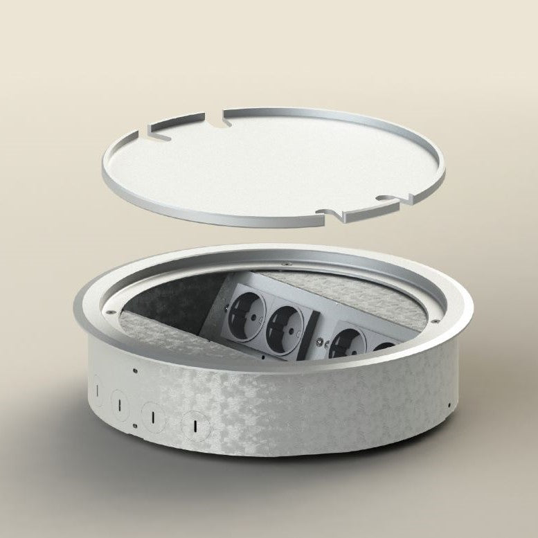 2HOME.NO® - RUND GULVBOKS FOR NEDFELLING I GULV - LOKK ER VENDBART - IP41 - 8 Stikkontakter - bilde 3