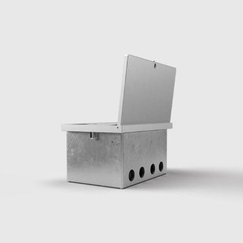 8308A | IP65 GULVBOKS | 7 STIKK + 2 rj45 cat6a | Inkludert støpemodul isopor - Børstet rustfri Aluminium - bilde 4