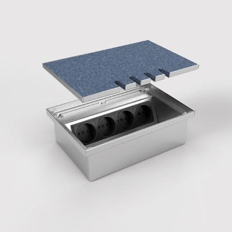 8804T | FIRKANTET GULVBOKS - 4 MODUL | LEGG PARKETT I LOKK | 4 Stikkontakter - bilde 3
