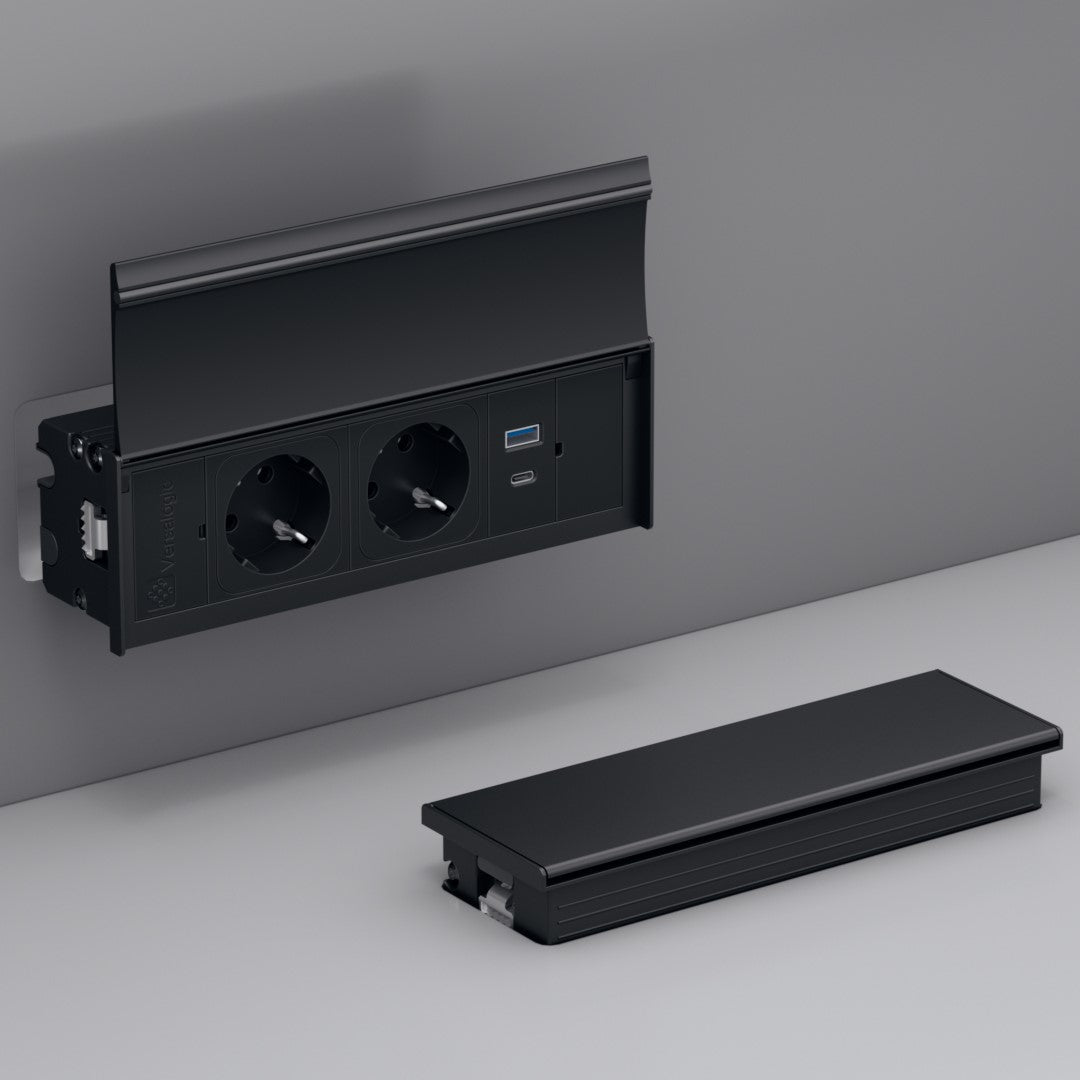 VERSALID | 2 STIKK + 2 USB C+C - 47W | MATT SORT - bilde 2
