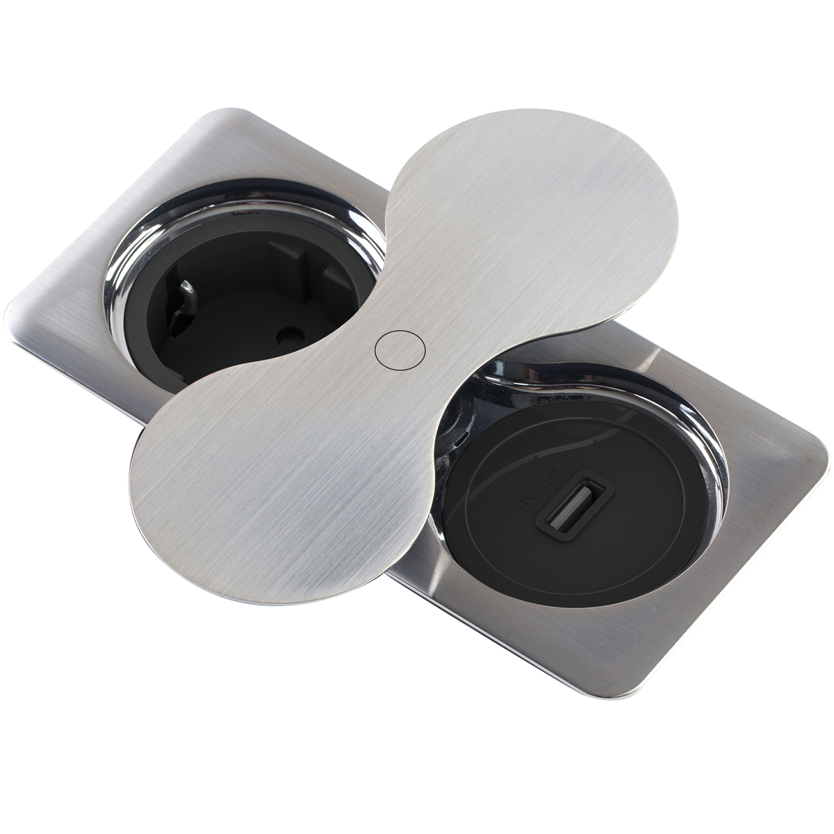 EIGHT SOCKET SQUARE | 1 STIKK + 1 USB (A) | STAINLESS STEEL - bilde 3