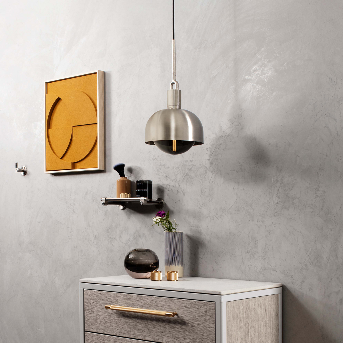 FORKED PENDANT / SHADE / GLOBE / SMOKED - Large - Steel - bilde 2
