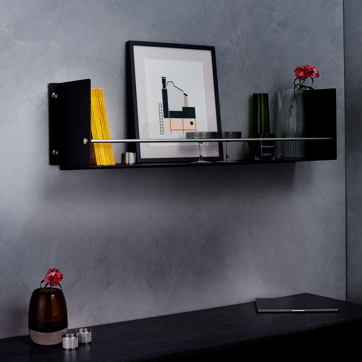 BUSTER + PUNCH® - GIRDER SHELF - HYLLE - 1150 mm x 234 mm - BLACK / STEEL - bilde 2