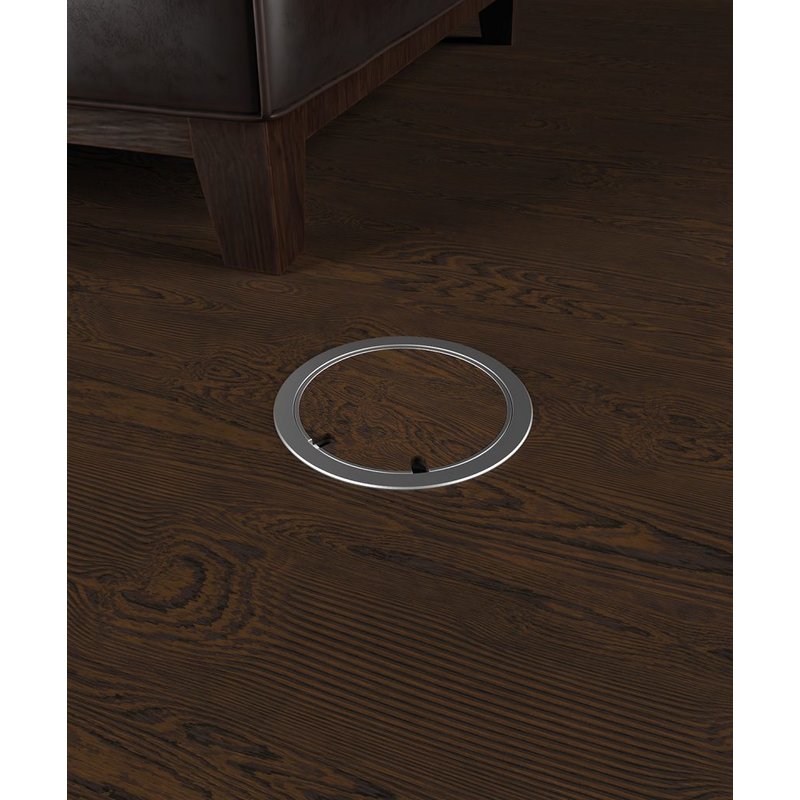 2HOME.NO® - RUND GULVBOKS FOR NEDFELLING I GULV - LOKK ER VENDBART - 1 Stikkontakt + 2 CAT6 RJ45 - BODEN