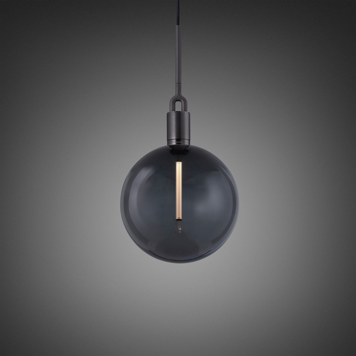 FORKED PENDANT / GLOBE / SMOKED - Large - Gun metal