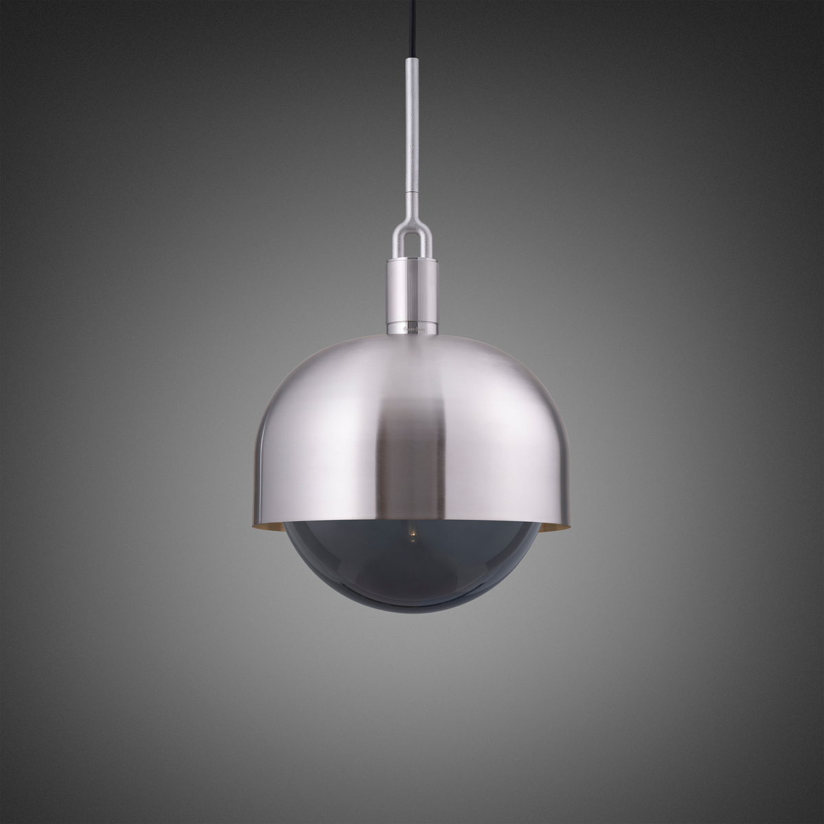 FORKED PENDANT / SHADE / GLOBE / SMOKED - Large - Steel