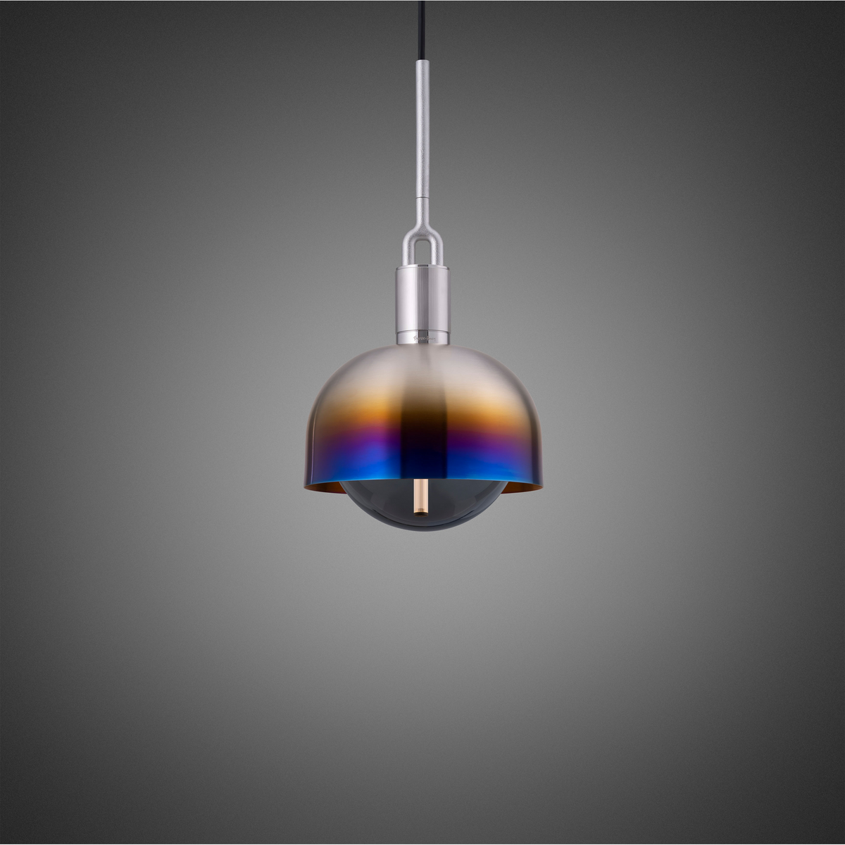 FORKED PENDANT / SHADE / GLOBE / SMOKED - Medium - Burnt Steel