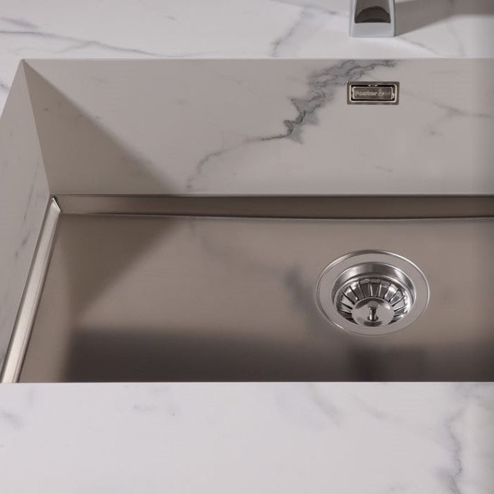 Kjøkkenvask bunn til Stein, Dekton eller Corian - 710x400x20mm - Phantom Base - STAINLESS STEEL - bilde 2