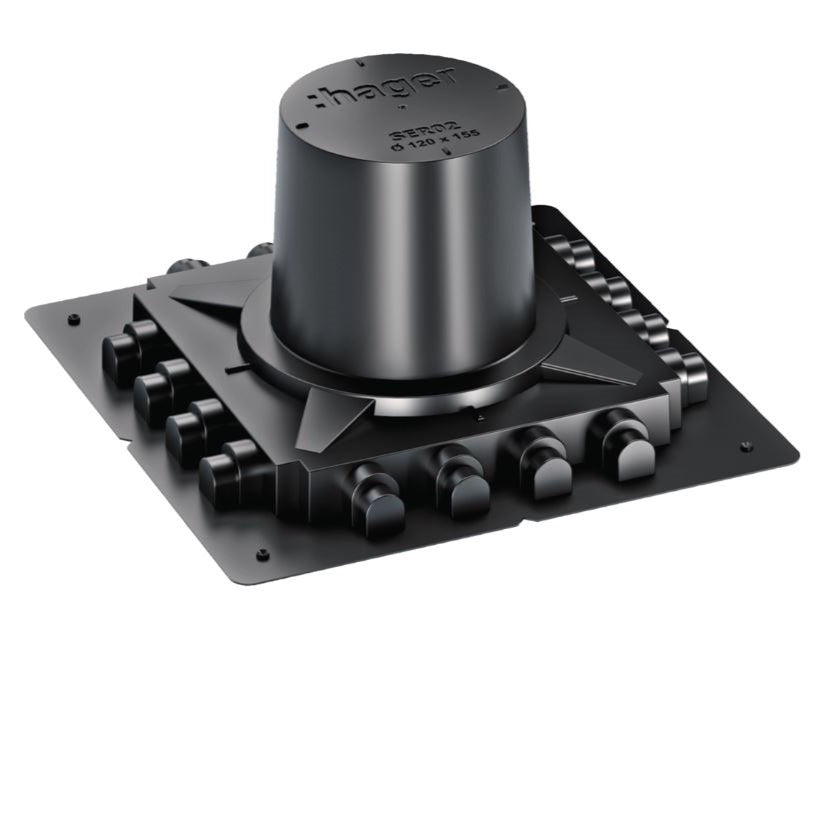 HAGER | Støpemodul til gulvboks | Rund Ø122mm + GES R2 OBO - SORT