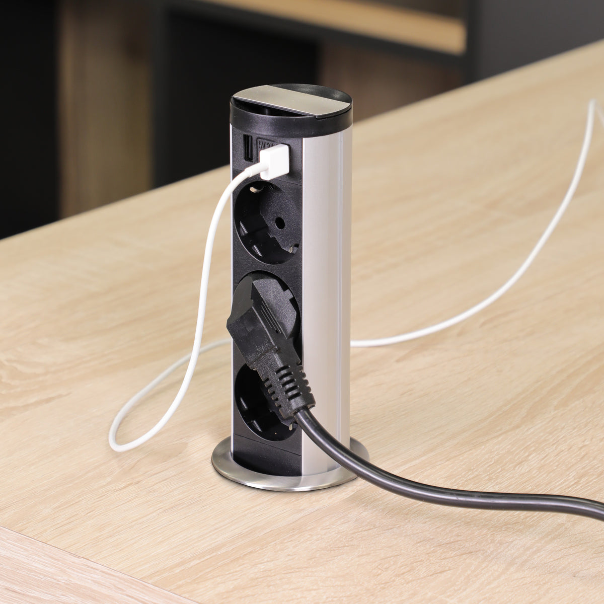 MINIBRICK | 3 STIKK + 2 USB A | STAINLESS STEEL - bilde 2