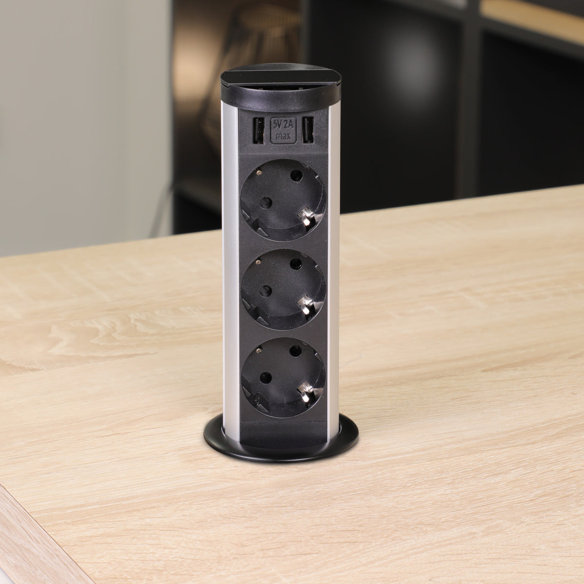 MINIBRICK | 3 STIKK + 2 USB-A | MATT SORT - bilde 4