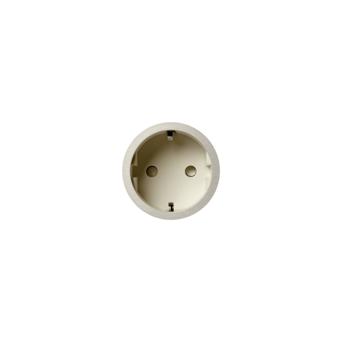 PRADO | Socket 2.0 Type F – Gips – Ø48 mm – Krem / Brushed Nickel