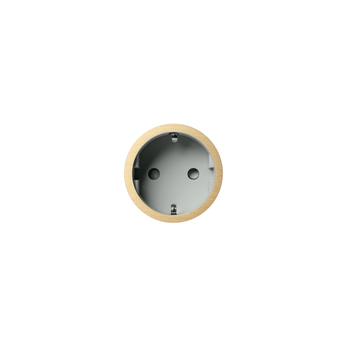 PRADO | Socket 2.0 Type F – Gips – Ø48 mm – Grey / Brushed Brass