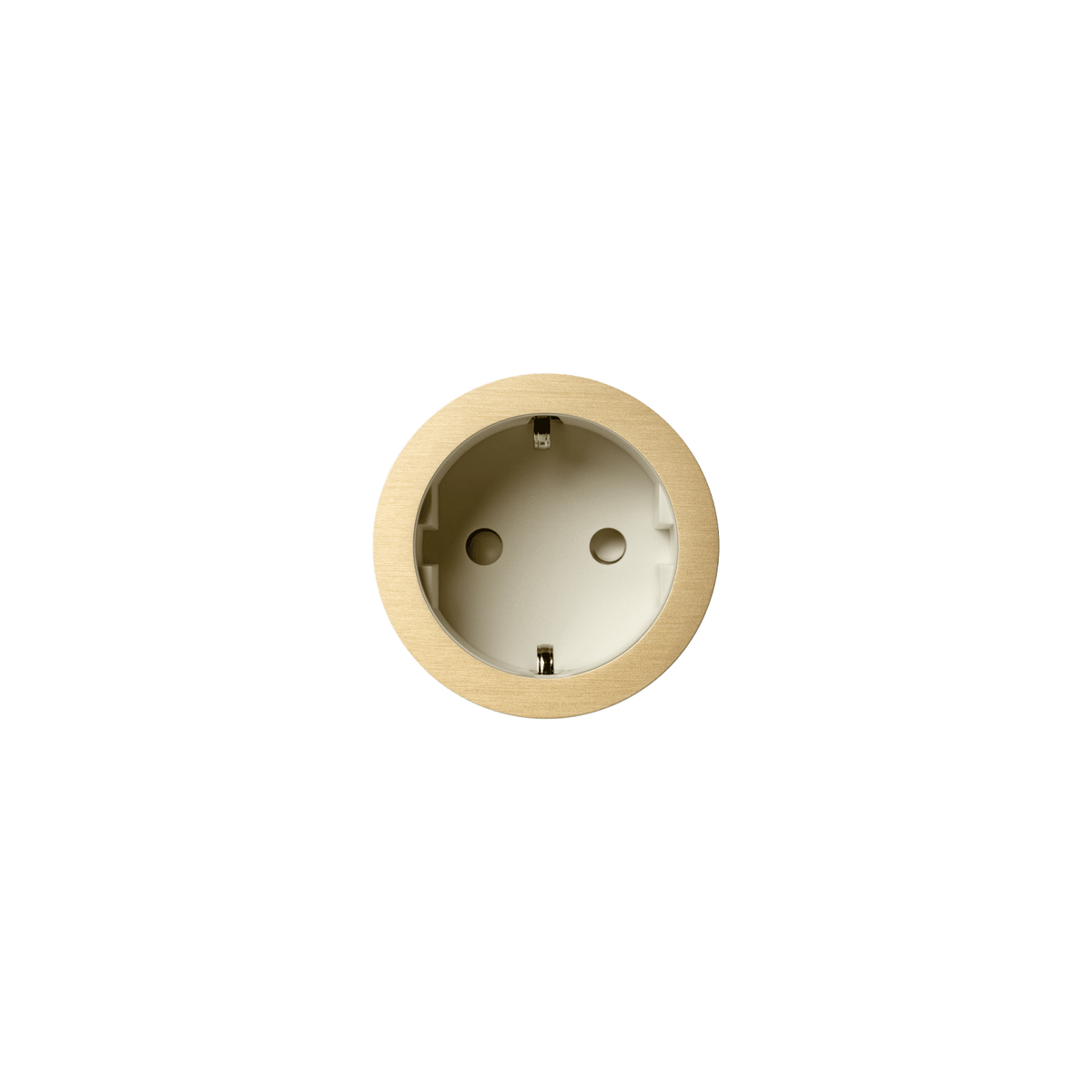 PRADO | Socket 2.0 Type F – Tre/stein – Ø52 mm – Krem / Brushed Brass