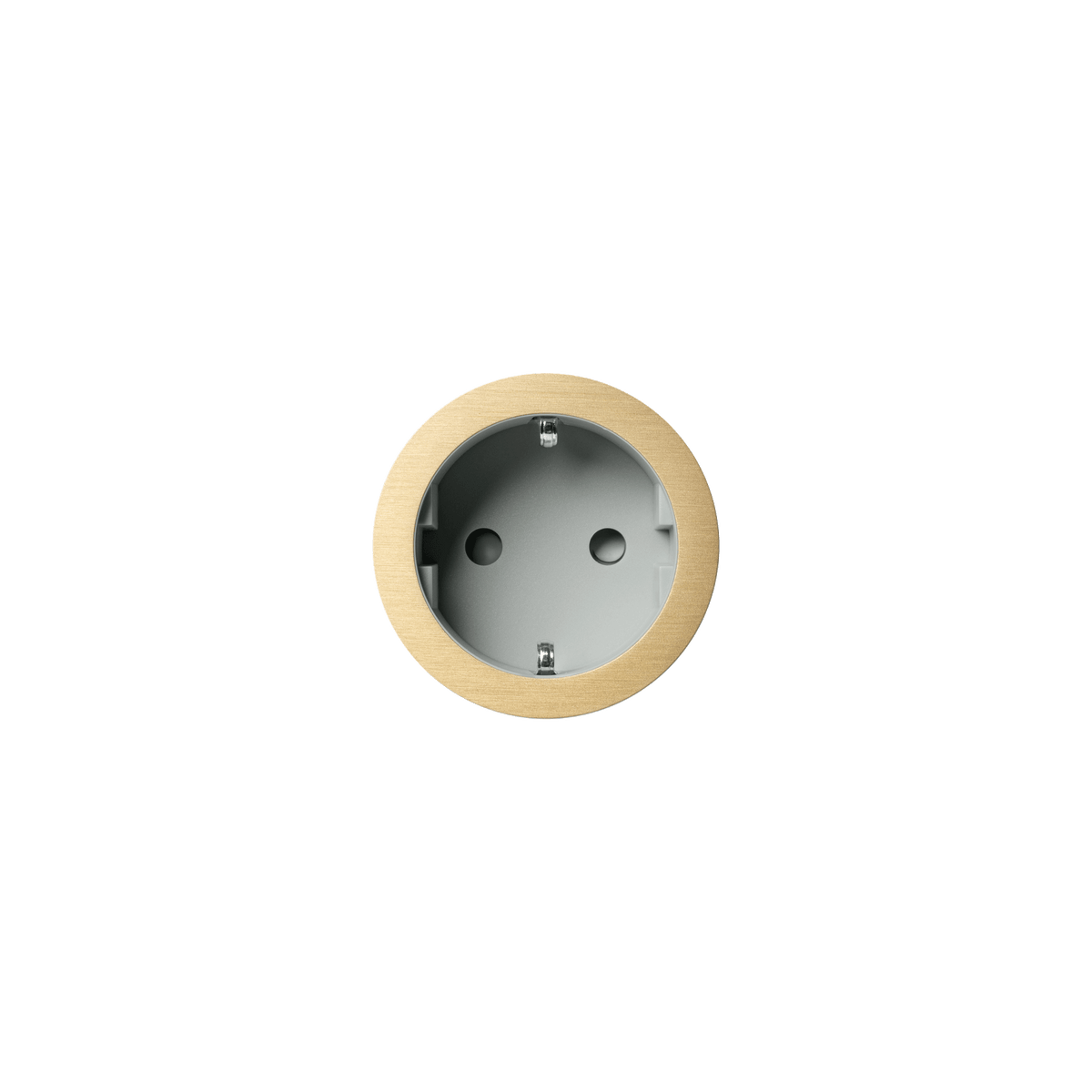 PRADO | Socket 2.0 Type F – Tre/stein – Ø52 mm – Grey / Brushed Brass
