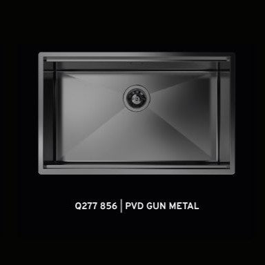 "Quooker-testet" kjøkkenvask for underliming med diamantmønster til 80cm skap - 750x466x200mm - GUN METAL PVD