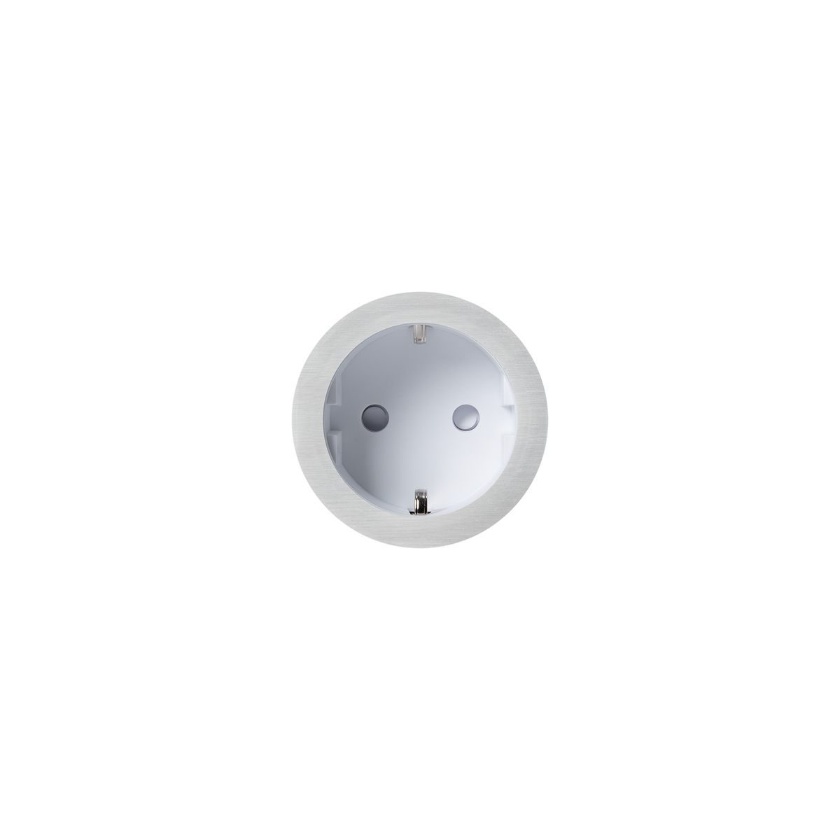 PRADO | Socket 2.0 Type F – Tre/stein – Ø52 mm – Hvit / Brushed Nickel