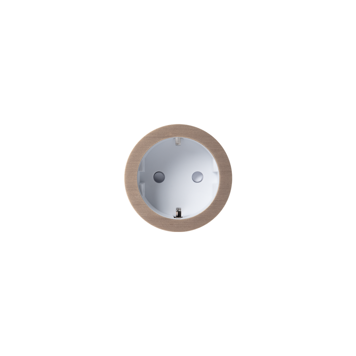 PRADO | Socket 2.0 Type F – Tre/stein – Ø52 mm – Hvit / Light Bronze