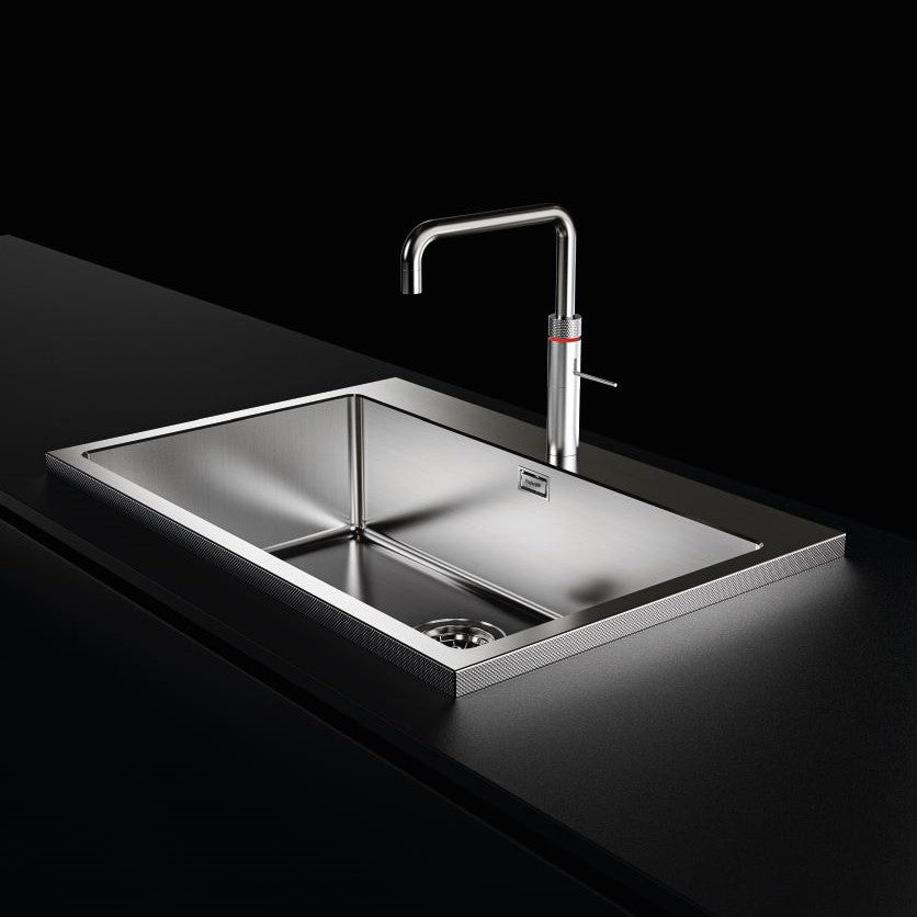 "Quooker-testet" kjøkkenvask med 25MM KANT med diamantmønster til 80cm skap - 770X520x195mm - Stainless steel
