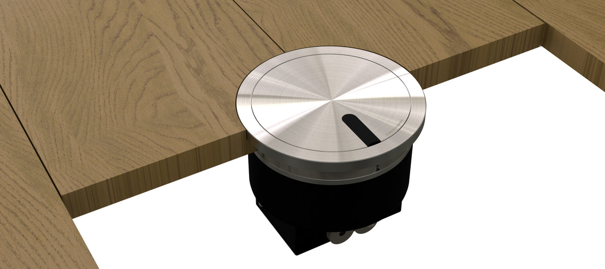 2HOME.NO® - RUND - VIP Copenhagen 150 - 2 stikk + 2 CAT6 - 2,5mm rett kant - Stainless steel - BAASTRUP