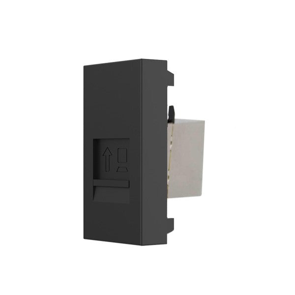 2HOME.NO® - Tilbehør innmat custom - CAT6A keystone modul - 22,5X22,5mm - 1/2 modul - Sort
