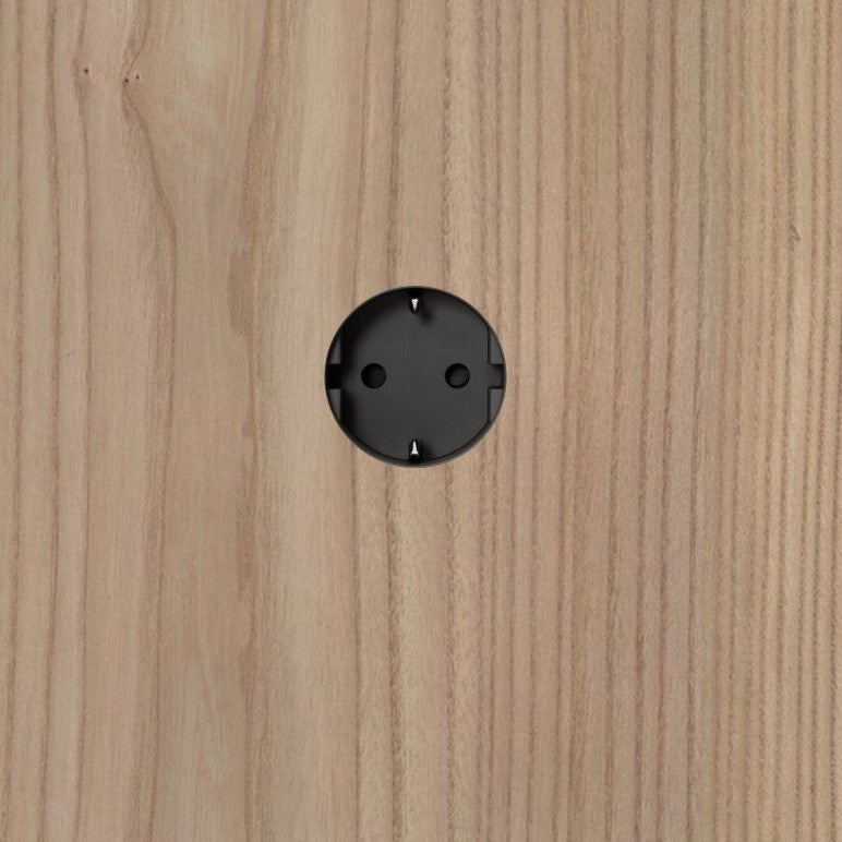Socket 3.0 - Veggmontert stikkontakt med backfit holder 3.0 - 18-20mm tykkelse vegg holder for Tre, Stein eller finer - Helt flush | 1 STIKK | SORT