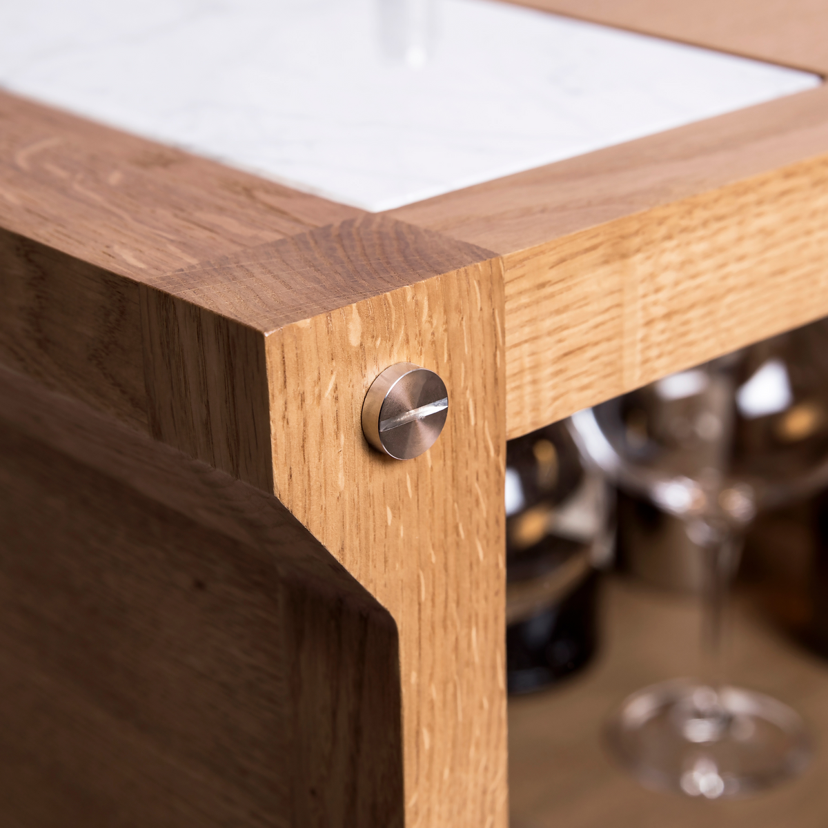 BUSTER + PUNCH® - EU The Popstar Bar / Natural Oak / Steel / White Marble / Black Leather - bilde 3