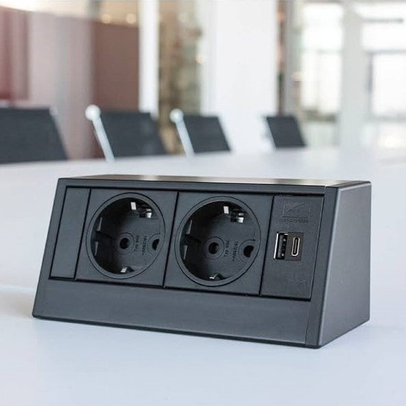 EVOline® R-DOCK - til Skuffeløsning - 2 Stikk + 2 USB (A+C) - Sort