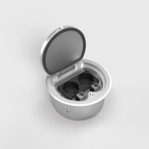 8602A2 | RUND IP65 GULVBOKS | 2 STIKK + 2 DATA | Inkludert Støpemodul - Børstet rustfri Aluminium - bilde 4