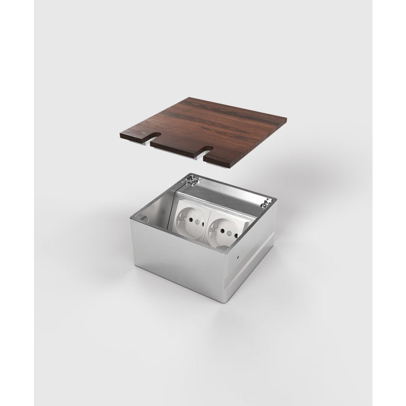 2HOME.NO® - 8802B - FIRKANTET - 2 Modul - LOKK ER HELT FLUSH - PARKETT LIMES PÅ LOKK - HELT FLUSH - 2 Stikkontakter - bilde 3
