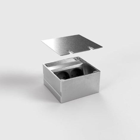 BS - 8802E - FIRKANTET GULVBOKS - 2 Stikkontakter - Stainless steel lokk - bilde 3