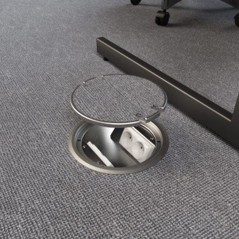 2HOME.NO® - RUND GULVBOKS FOR NEDFELLING I GULV - LOKK ER VENDBART - 4 Stikkontakter