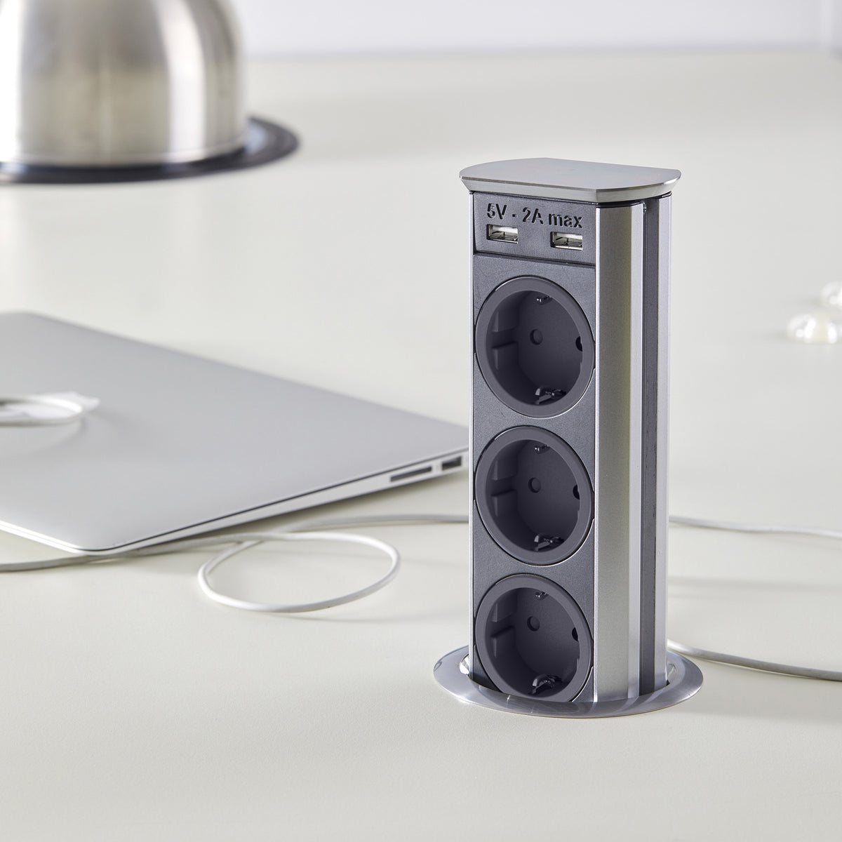 BRICK | 3 STIKK + 2 USB-A (10W) | STAINLESS STEEL - SFL