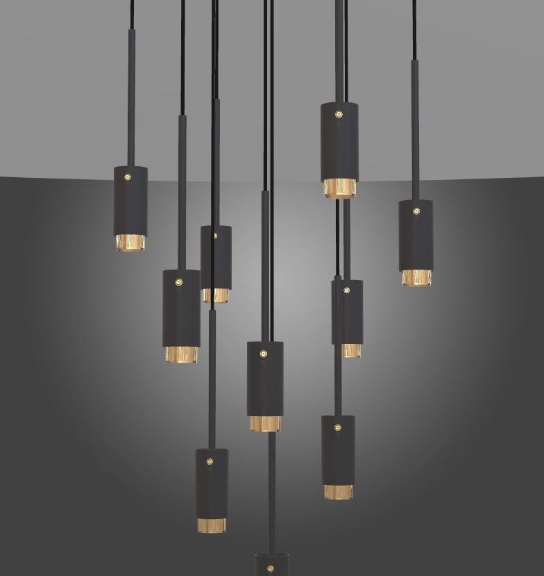 19.0 Chandelier / Exhaust / Graphite / Brass details / Suspended - BUSTER + PUNCH®