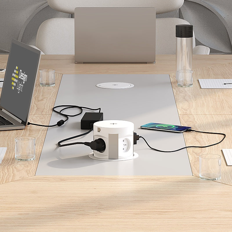 POWERBOX - 4 Stikk + 2 USB (A+C) + 2 CAT6 + Qi-lader (2A) - MATT HVIT - 2HOME.NO®
