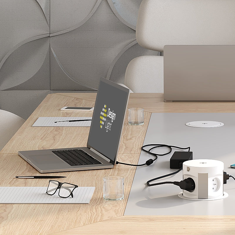 POWERBOX - 4 Stikk + 2 USB (A+C) + 2 CAT6 + Qi-lader (2A) - MATT HVIT - 2HOME.NO®
