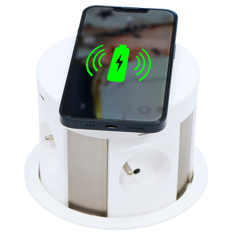 POWERBOX - 4 Stikk + 2 USB (A+C) + 2 CAT6 + Qi-lader (2A) - MATT HVIT - 2HOME.NO®