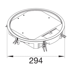 HAGER - VR10 - Rund gulvboks for nedfelling i gulv - 5mm utsparring i lokk - 10 Uttak - Sort halogenfri Polyamid - IP30 - HAGER