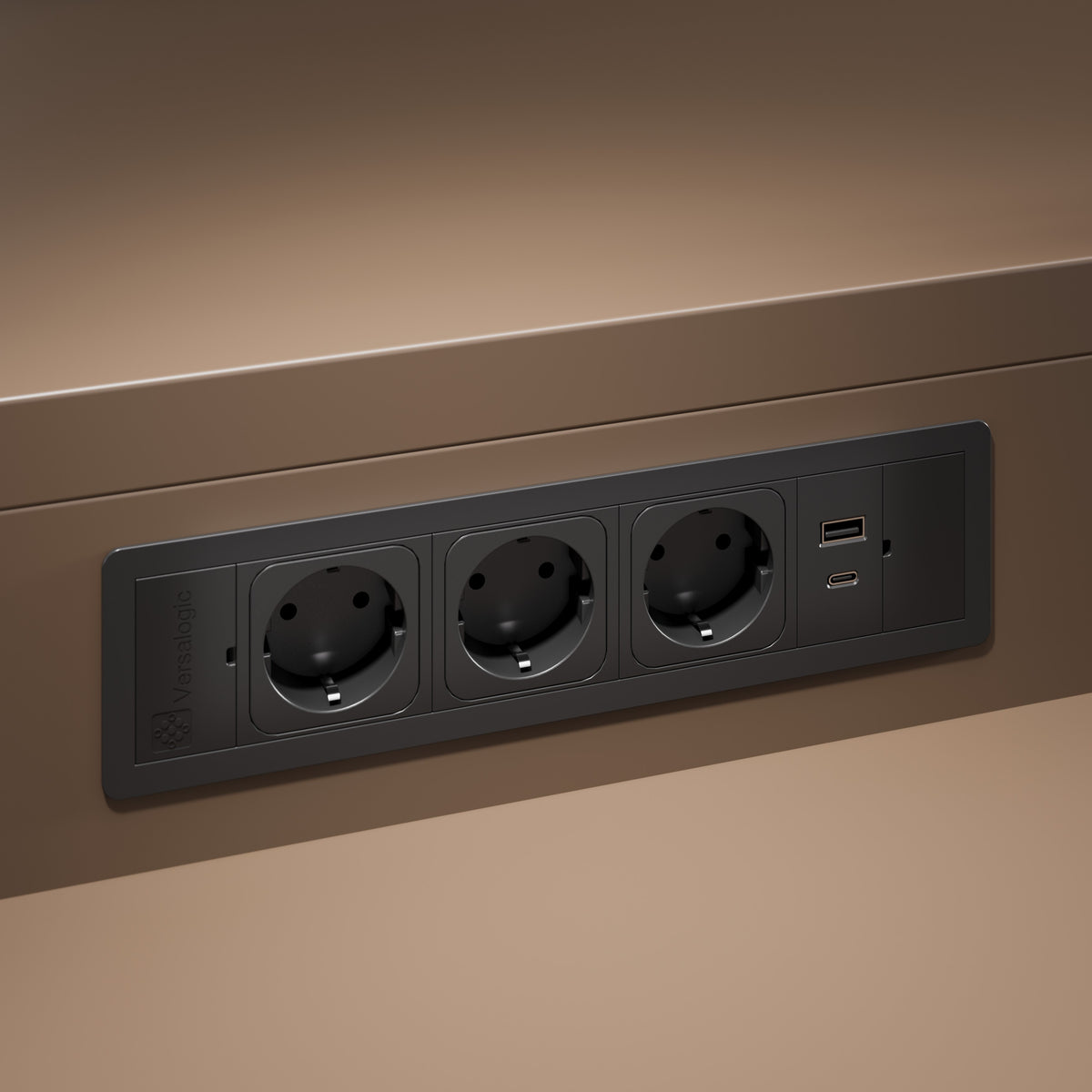 VERSAFRAME 3.0 - 3 stikk + 2 USB (C+C - 47W) - Matt sort finish - bilde 3