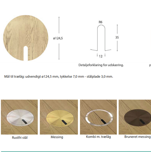 2HOME.NO® - RUND - VIP Copenhagen 150 - Nedfelling av gulv i lokk - 2 stikk + 2 CAT6 - 2,5mm rett kant - BAASTRUP