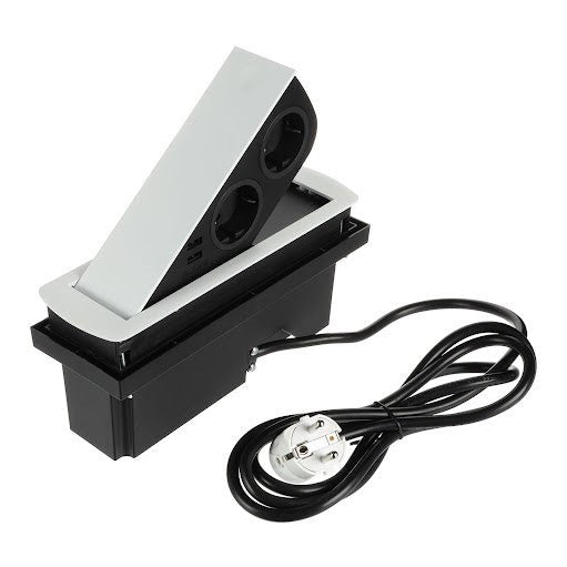 CIZO | 2 STIKK + 2 USB (A+A) | FOR OVERSKAP / BENK | MATT HVIT