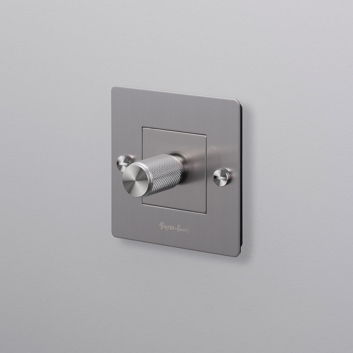 BUSTER + PUNCH® EU - 1G DIMMER / 250W LED / RETRACTIVE SWITCH COMPATIBLE ONLY - steel