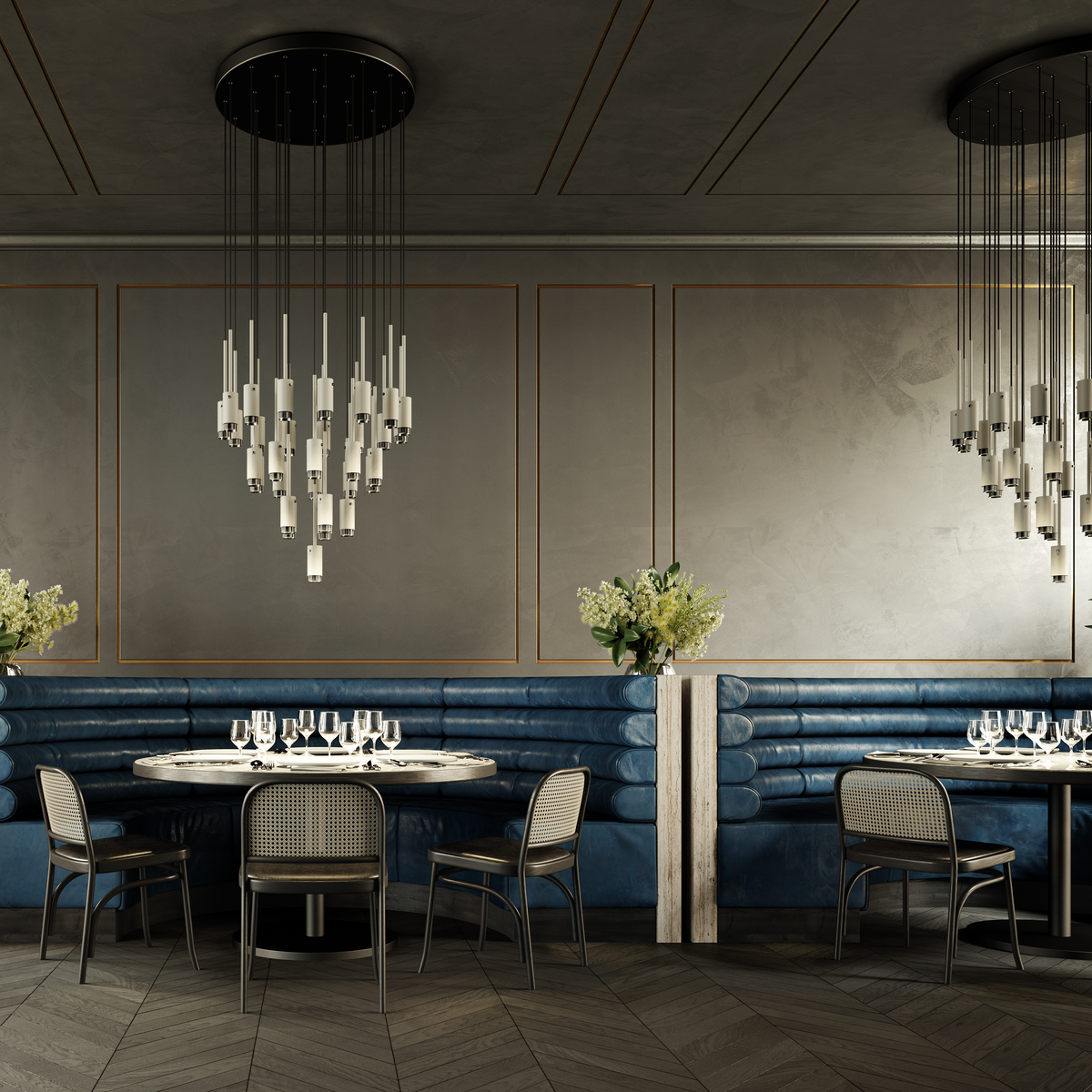 BUSTER + PUNCH® - EXHAUST CHANDELIER - 31 PENDANTS / SURFACE + SUSPENDED