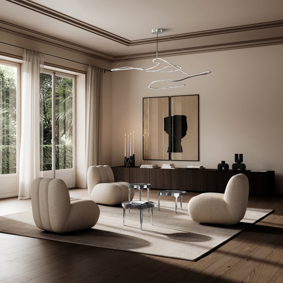 101 Copenhagen - PENDELLAMPE - Ghost Chandelier - Big - Chrome (5 m)